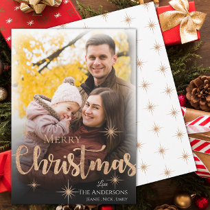 Cartes Pour Fêtes Annuelles Faux Rose Gold Joyeux Noël Photo