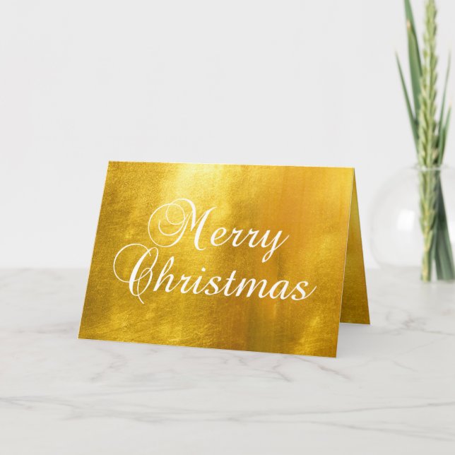 Cartes Pour Fêtes Annuelles Faux Shiny Golden Foil Photo famille (Devant)
