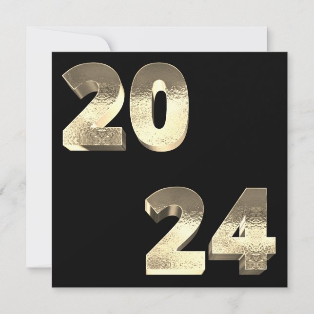 Cartes Pour Fêtes Annuelles Faux Silver Gold Bonne année 2024 (Devant)