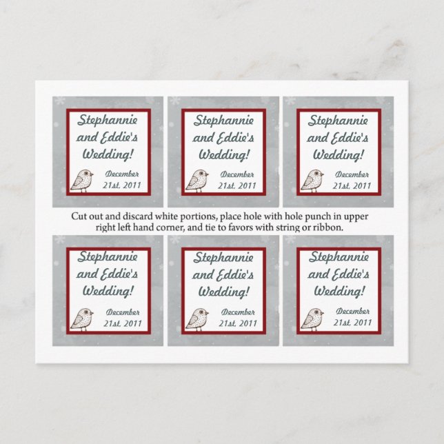 Cartes Pour Fêtes Annuelles Favor Tags Noël Blanc Arbre (Devant)