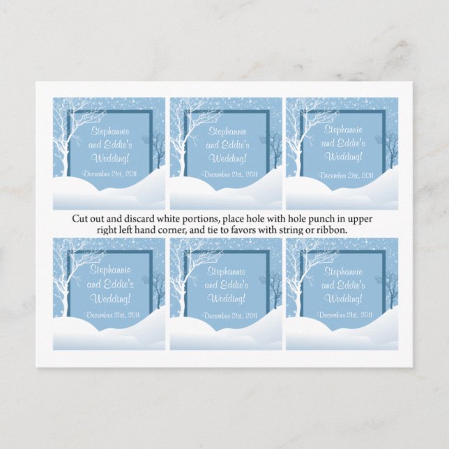 Cartes Pour Fêtes Annuelles Favoriser les étiquettes hiver bleu Noël (Devant)