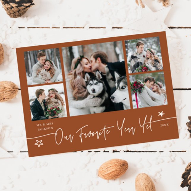 Cartes Pour Fêtes Annuelles Favorite Year Holiday Newlywed Photo Terracotta (Créateur téléchargé)