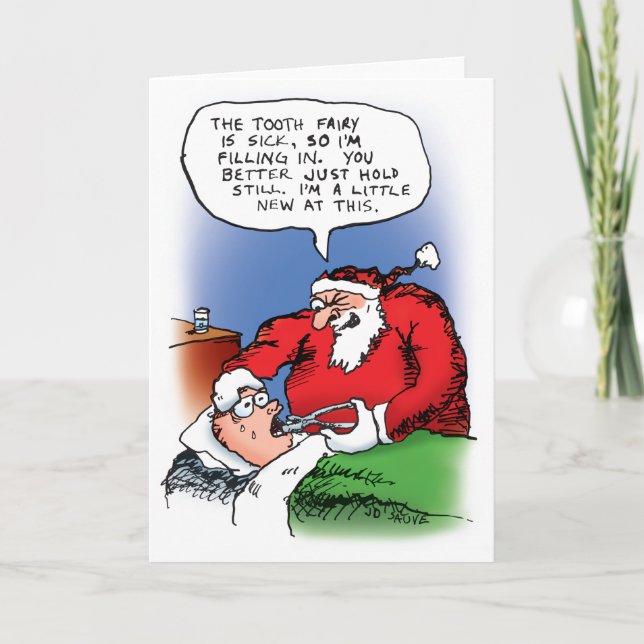 Cartes Pour Fêtes Annuelles Fée de dent Père Noël (Devant)