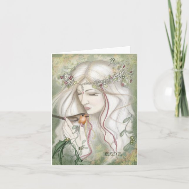 Cartes Pour Fêtes Annuelles Fée de houx de Noël (Devant)