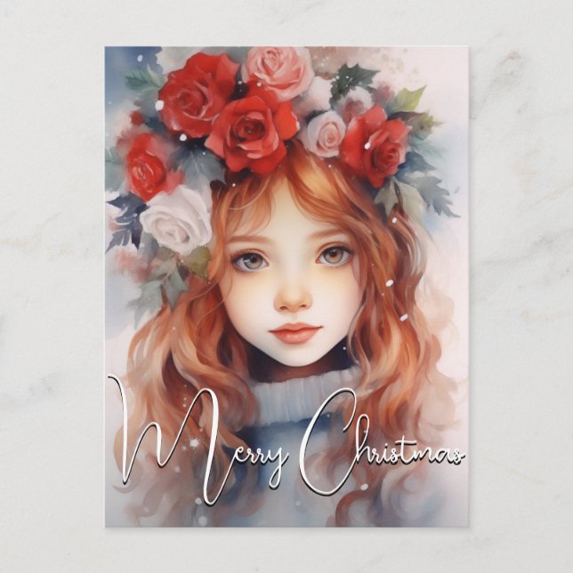 Cartes Pour Fêtes Annuelles Fée de Noël des Rose (Devant)