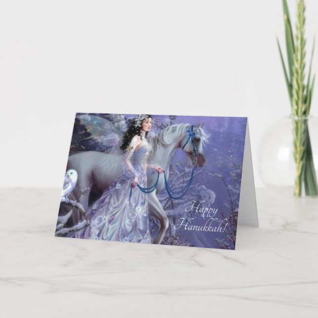 Cartes Pour Fêtes Annuelles fée d'hiver avec cheval (Devant)