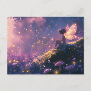Cartes Pour Fêtes Annuelles Fée enchantée assise dans une forêt magique