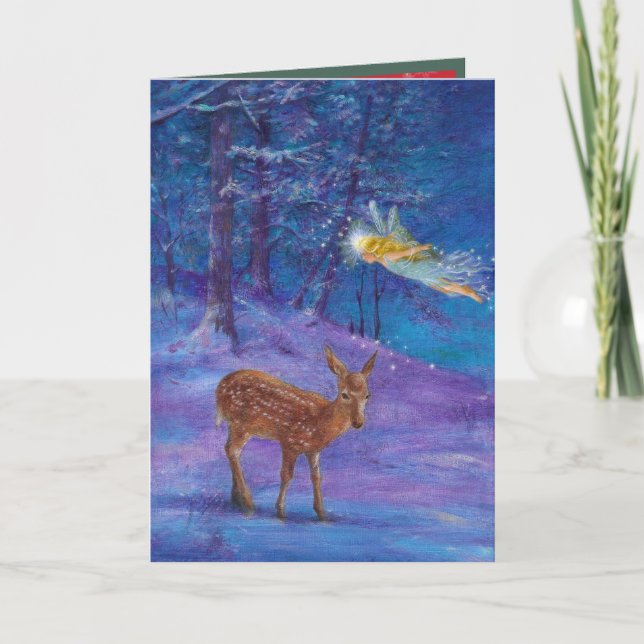 Cartes Pour Fêtes Annuelles Fée magique de vacances de région boisée (Devant)