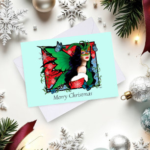 Cartes Pour Fêtes Annuelles Fée Solstice Rouge Vert Noël