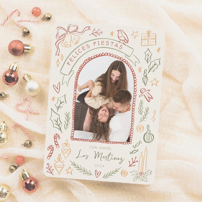 Cartes Pour Fêtes Annuelles Felices Fiestas Ilustraciones de Navidad con Foto (Créateur téléchargé)