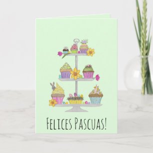 Cartes Pour Fêtes Annuelles Felices Pascuas espagnol Easter cupcakes