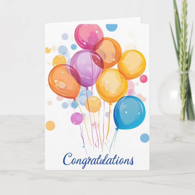 Cartes Pour Fêtes Annuelles Félicitations Ballons colorés (Devant)