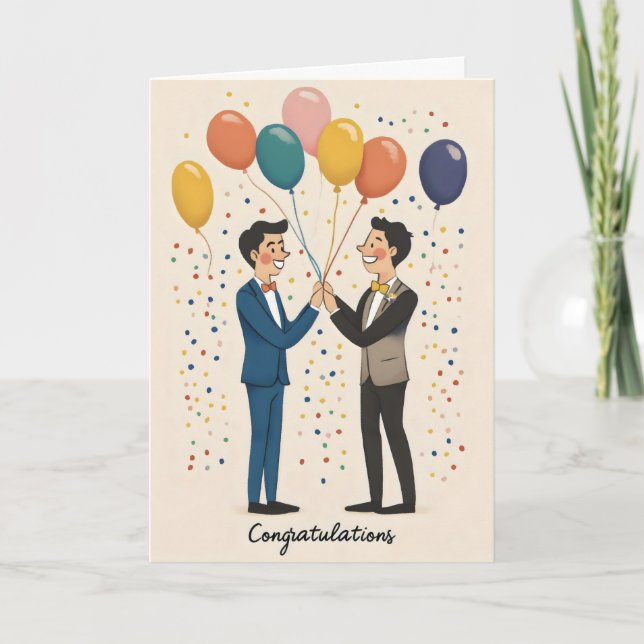 Cartes Pour Fêtes Annuelles Félicitations Ballons Mariages gays (Devant)