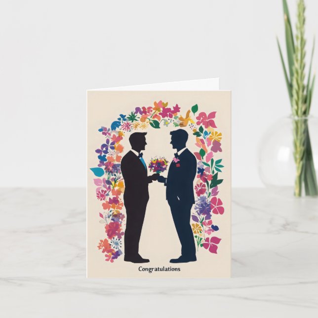 Cartes Pour Fêtes Annuelles Félicitations Fleurs de mariage gay (Devant)