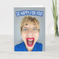 Félicitations Heureuses Pour Vous Femme Drôle Exci