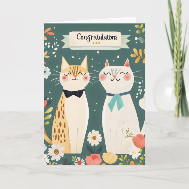 Cartes Pour Fêtes Annuelles Félicitations Mariage Cute Cats (Devant)