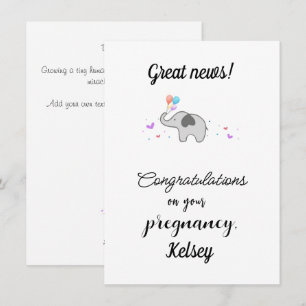 Cartes Pour Fêtes Annuelles Félicitations Pour Votre Grossesse, Personnalisabl