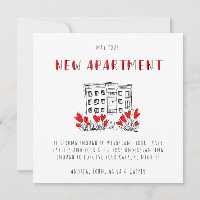 Cartes Pour Fêtes Annuelles Félicitations Pour Votre Nouveau Appartement (Devant)