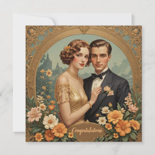 Cartes Pour Fêtes Annuelles Félicitations Retro Love couple