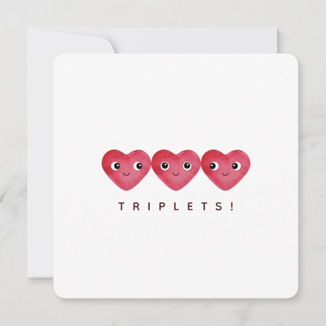 Cartes Pour Fêtes Annuelles Félicitations triplées avec trois coeurs de bébé (Devant)