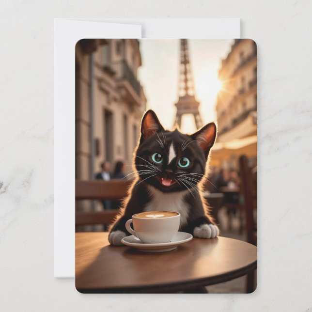 Cartes Pour Fêtes Annuelles Felini Chat à Paris - Street Café (Devant)