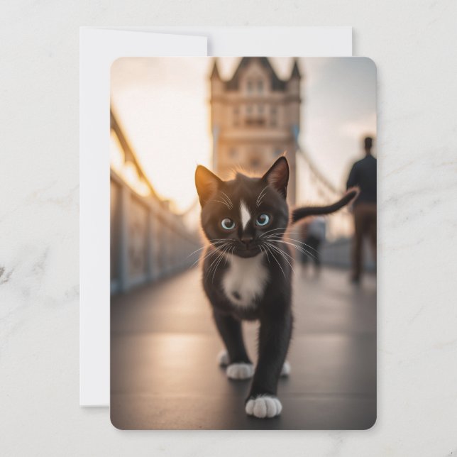 Cartes Pour Fêtes Annuelles Felini Traversant Tower Bridge : Une Queue de Lond (Devant)