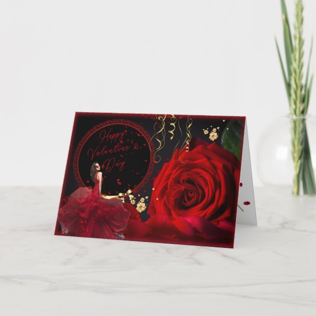 Cartes Pour Fêtes Annuelles Feliz día de San Valentín con rosas  (Devant)