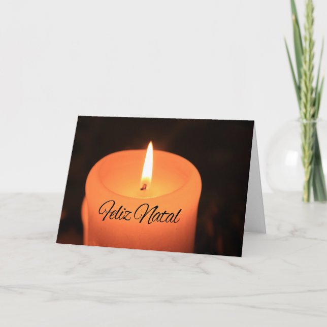 Cartes Pour Fêtes Annuelles Feliz Natal Brûler des bougies Noël (Devant)