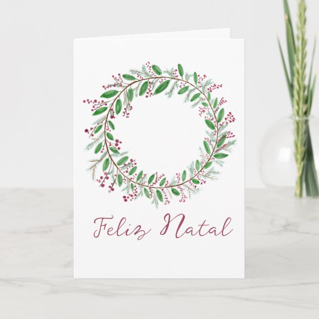Cartes Pour Fêtes Annuelles Feliz Natal, Noël portugais (Devant)