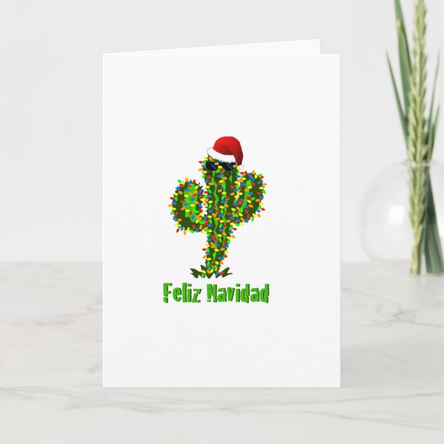 Cartes Pour Fêtes Annuelles Feliz Navidad - Arizona Noël Lumières du Saguaro (Devant)