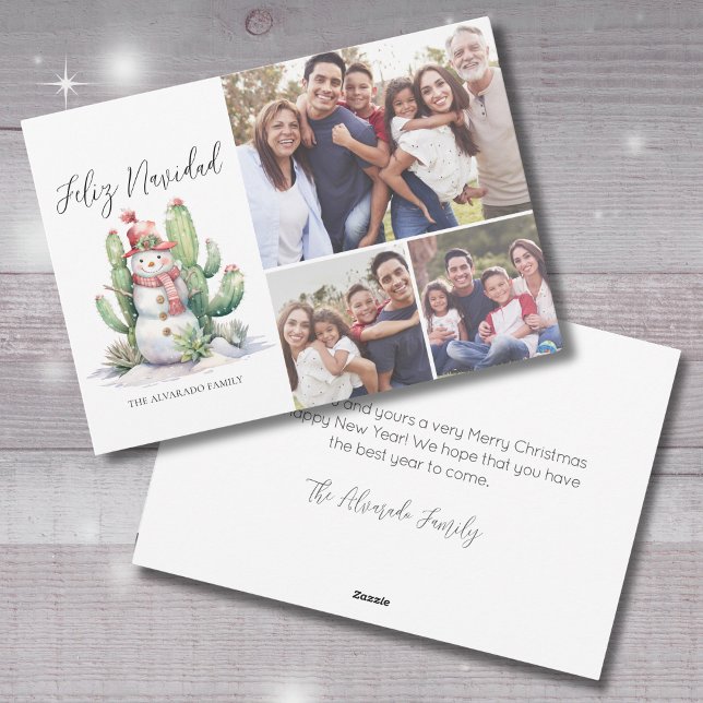 Cartes Pour Fêtes Annuelles Feliz Navidad Cactus Photo Noël (Feliz Navidad Cactus Photo Christmas Holiday Card )