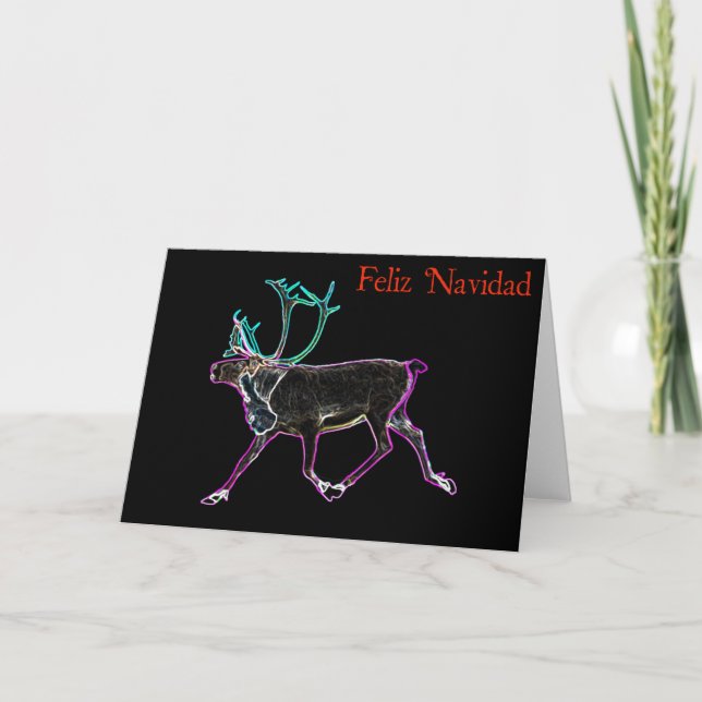 Cartes Pour Fêtes Annuelles Feliz Navidad - Caribou électrique (Devant)