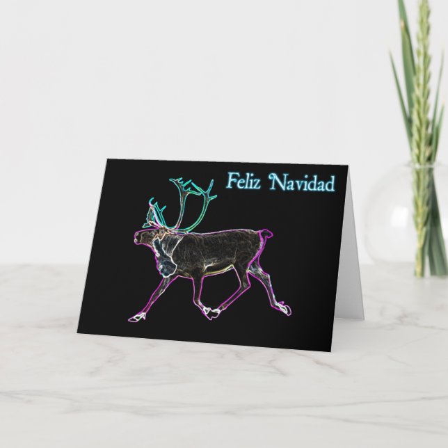 Cartes Pour Fêtes Annuelles Feliz Navidad - Caribou électrique (Devant)