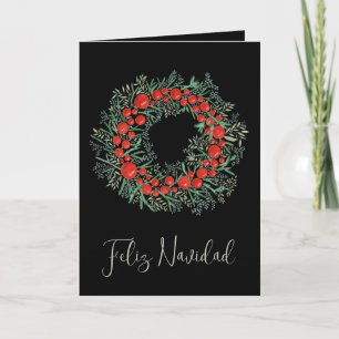 Cartes Pour Fêtes Annuelles Feliz Navidad, couronne espagnole de Noël