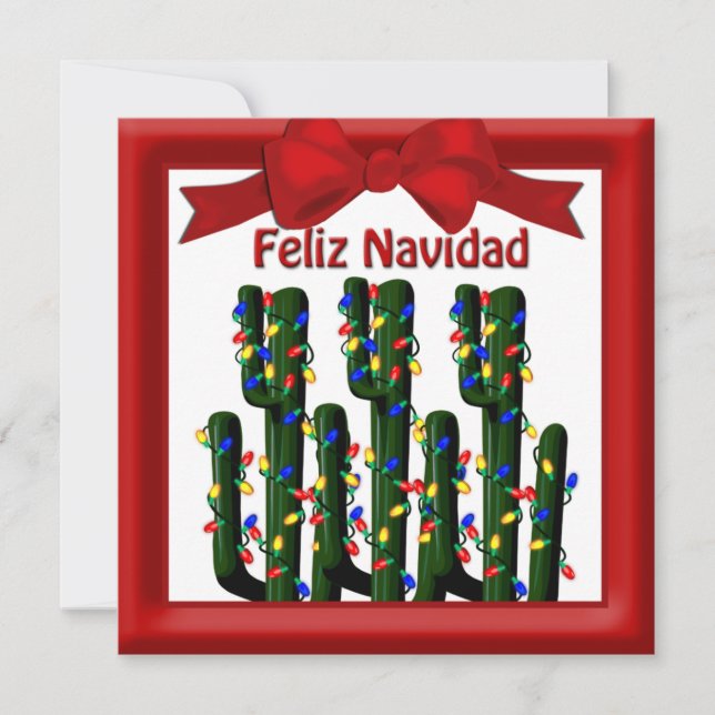 Cartes Pour Fêtes Annuelles Feliz Navidad Desert Christmas Cactus Salutation (Devant)
