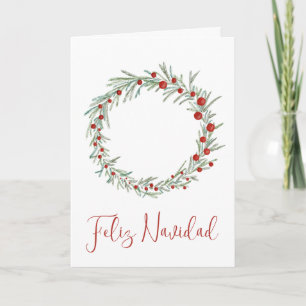 Cartes Pour Fêtes Annuelles Feliz Navidad, Espagne, couronne de Noël Holiday C