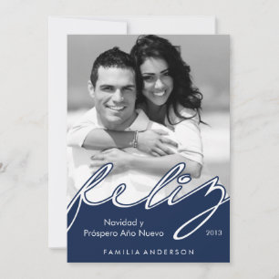 Cartes Pour Fêtes Annuelles Feliz Navidad Espagnol Joyeuses Fêtes {blue}