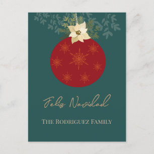 Cartes Pour Fêtes Annuelles Feliz Navidad-Joyeux Noël Ornement Rouge