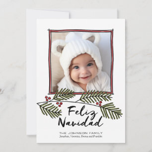 Cartes Pour Fêtes Annuelles Feliz Navidad - Joyeux Noël Photo avec Branches