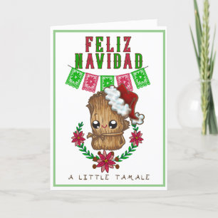 Cartes Pour Fêtes Annuelles Feliz Navidad - Little Tamale Texte espagnol/angla