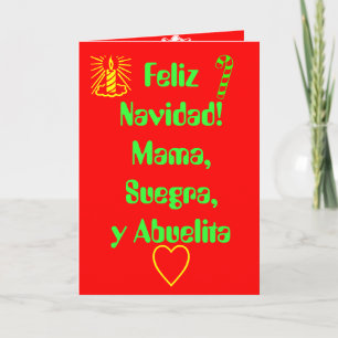 Cartes Pour Fêtes Annuelles Feliz Navidad ! Maman, Suegra, y Abuelita