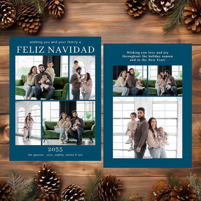 Cartes Pour Fêtes Annuelles Feliz Navidad Multi Photo Holiday Card (Créateur téléchargé)