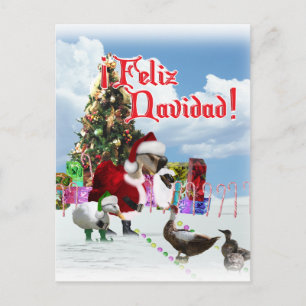 Cartes Pour Fêtes Annuelles Feliz Navidad - Noël Père Noël Goose avec canards