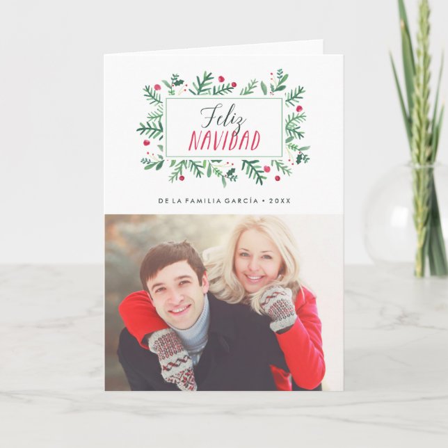 Cartes Pour Fêtes Annuelles Feliz Navidad Pintado Follaje | Tarjeta de Navidad (Devant)