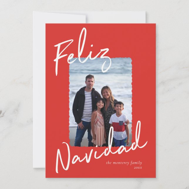 Cartes Pour Fêtes Annuelles Feliz Navidad Red Green White (Devant)