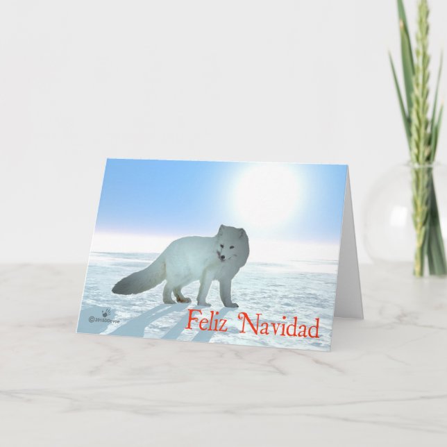Cartes Pour Fêtes Annuelles Feliz Navidad - Renard arctique (Devant)