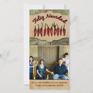 Cartes Pour Fêtes Annuelles Feliz Navidad Rustic Red Pepper Photo Noël