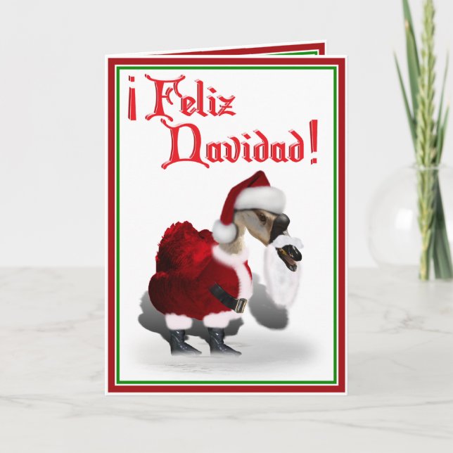Cartes Pour Fêtes Annuelles Feliz Navidad - Silly Père Noël Goose (Devant)