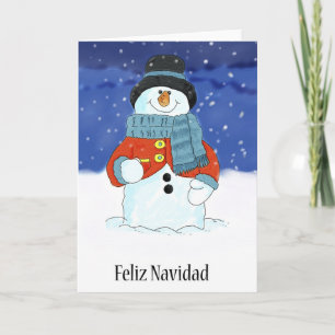 Cartes Pour Fêtes Annuelles Feliz Navidad Snowman Bonnes Fêtes