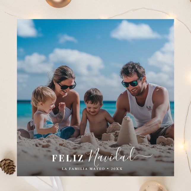 Cartes Pour Fêtes Annuelles Feliz Navidad Spanish Christmas Family Beach (Créateur téléchargé)